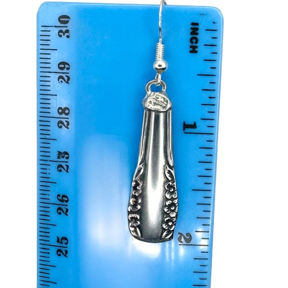 Artisan Crafted Spoon Earrings by Wm A Rogers Deluxe Oneida Collection 925 Hooks - Picture 9 of 11